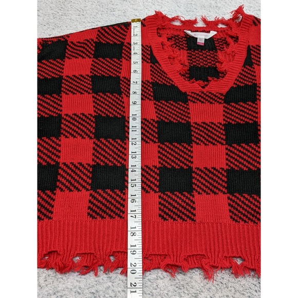 No Boundaries Plaid Cropped Red Black Grunge Punk Y2K Whimsigoth Womens Large - Picture 7 of 15